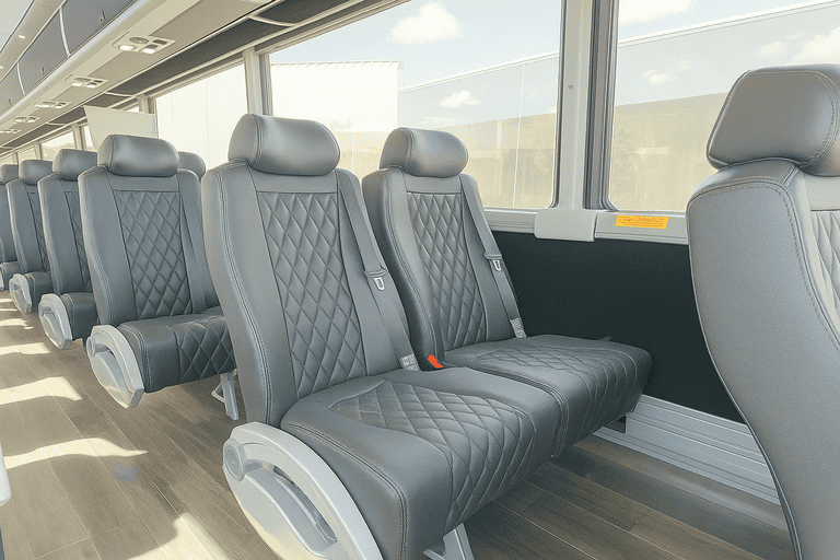 interior of Coach Bus Raleigh charter bus